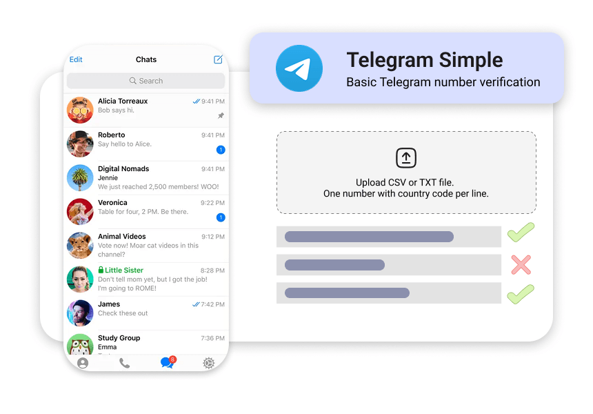 NumberChecker.AI dashboard for simple Telegram number verification